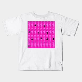 Small pink men from Mars . Extraterrestrials In bathing suites. Kids T-Shirt